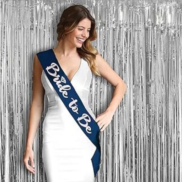 Navy Blue Rhinestone Bride to Be Sash - Picture 2 of 2